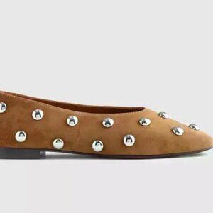 Madewell The Mylie Ballet Flat in Leather Suede With Dome Studs size 7